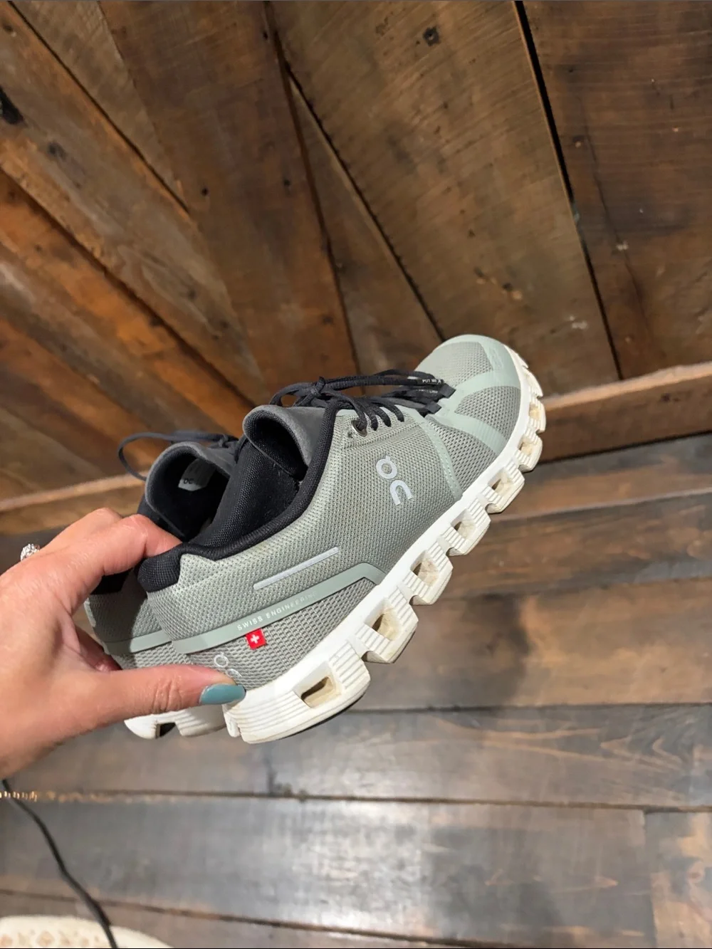 On Running Men’s Cloud Sneakers in Light Gray and Black